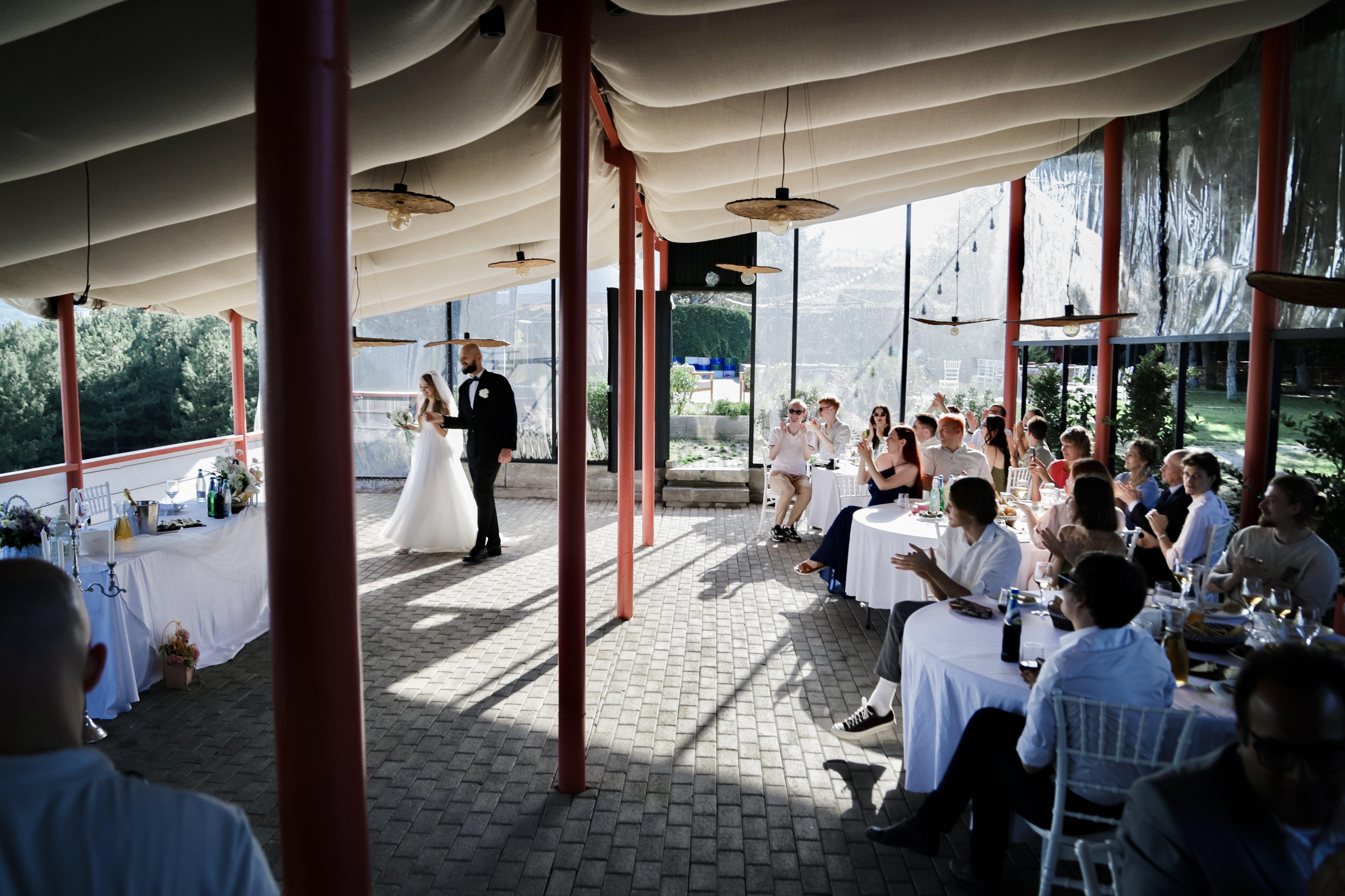 Wedding reception entrance at Lost Hut